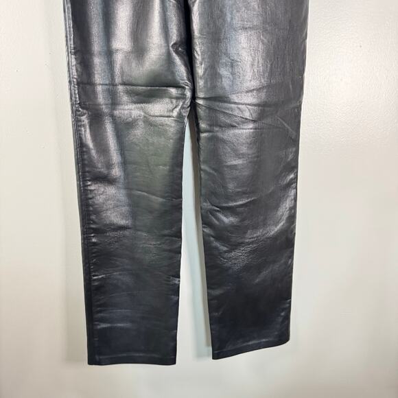 Wilfred Black Leather Pants Stretch High Waist Straight Leg Womens Size 12 - Picture 9 of 13